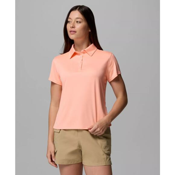 COLUMBIA Women's PFG Tidal Tee Polo Shirt Small Tiki Pink Short Sleeve NWT - Picture 1 of 14